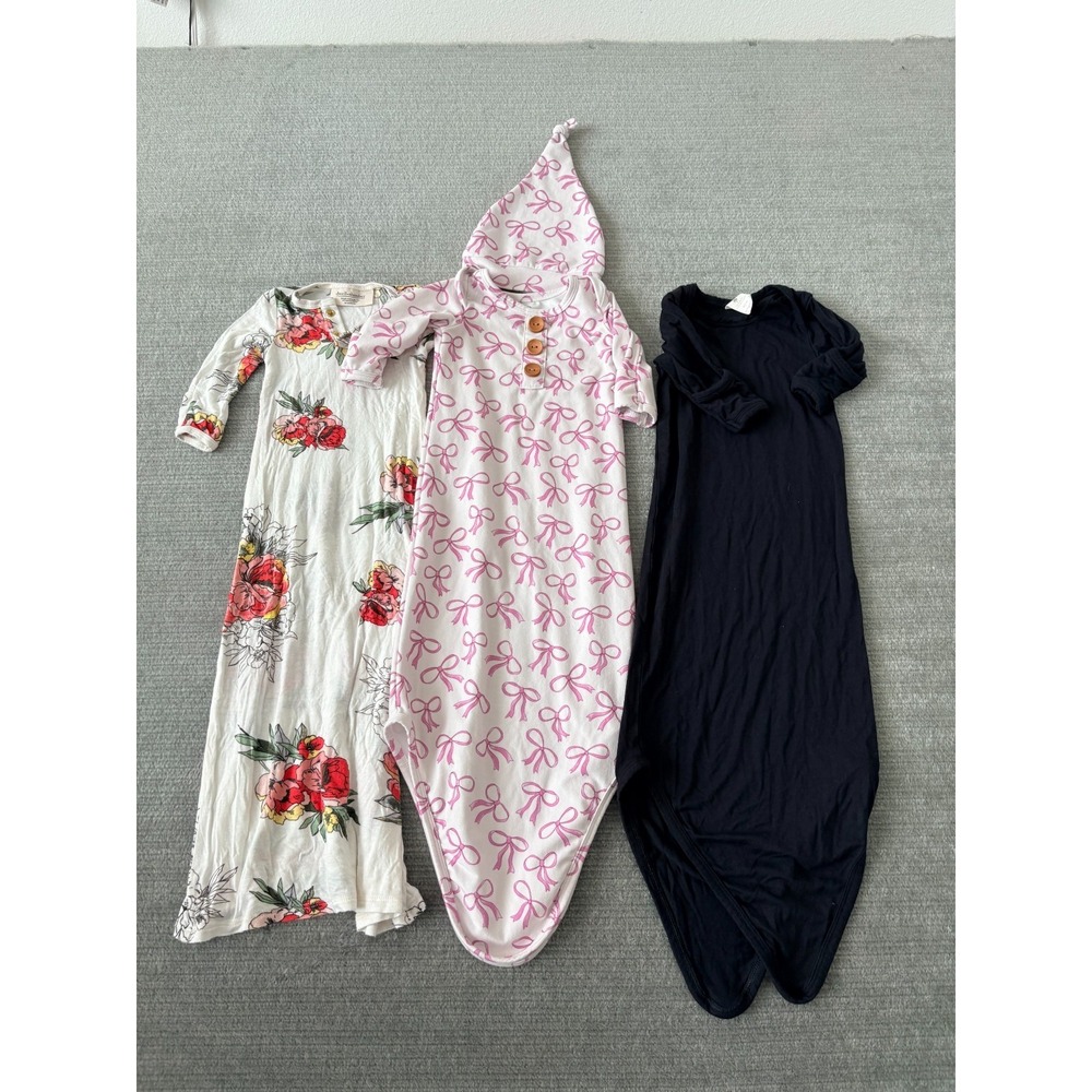 Lot of Three Sleep Gowns Caden Lane Kate Quinn Dwell Slumber‎ Baby 0-3M